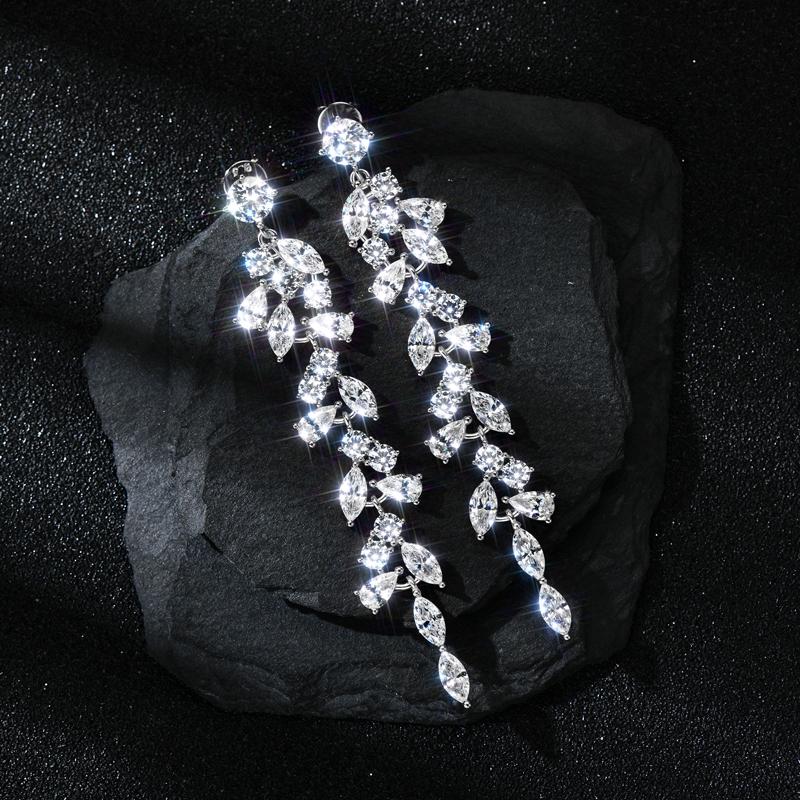 IOGOU Luxury Long Chandelier Drop Earrings Studs for Women Silver 925 5A Zircon Sona Engagement Wedding Earring New Jewelry