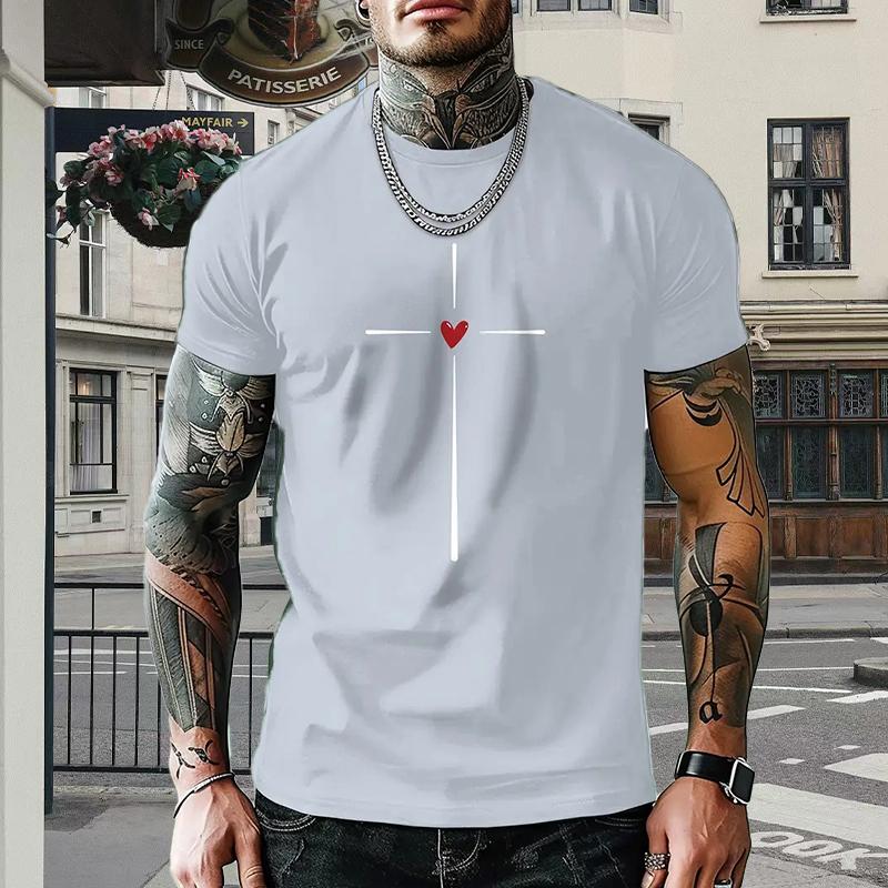 

Новая летняя мужская модная футболка с принтом Personality Love, мужская футболка, топ XS серый
