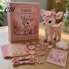 Handmade Gift Idea Pink Animals Patchwork Kit, DIY Felt Woodland Friends Sewing Project, 3D Cute Creative Hobby Kit Art Craft for Beginners Home Decor