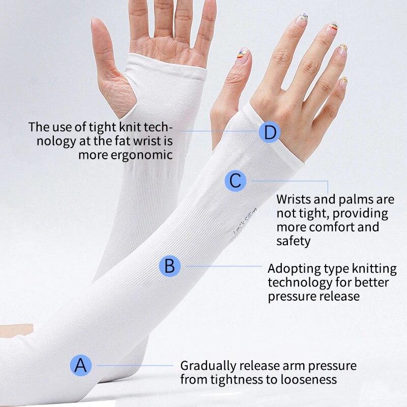 1 Pair of Women's Ice Silk Arm Sleeve Sports Sleeve Sun Protection Hand Cover Cooling Gloves For Running Fishing Bike