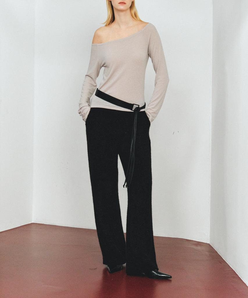 Aente Warm Terry Banding Pants - Black