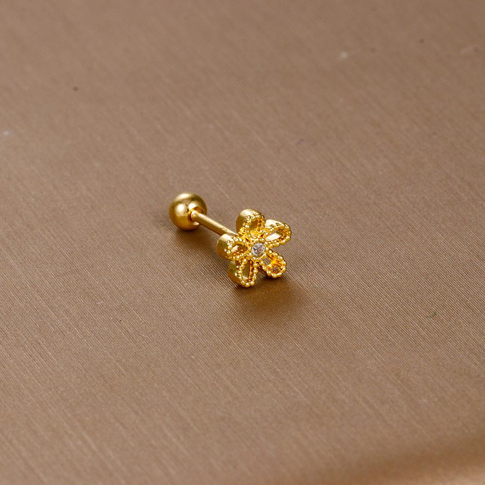 Gold Stainless Steel Earrings with Zircon Studs - Creative and Elegant Design