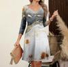 Women's  Casual Loose Comfortable Print V-Neck 3/4 Sleeve Dress