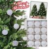 A Box Of 12 White Ins Style Lace Glitter Foam 8cm Christmas Ball Decoration Pendant Christmas Atmosphere Pendant Gift Box