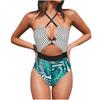 Women's One-Piece Fashion Sexy Print Cross Bikini Beach Swimsuit (With Chest Pad Without Bra)