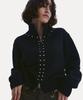 Uusoo Studded Full Zip Knit Blouson_ Black