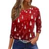 Women's T Shirt Christmas Print 3/4 Sleeve Daily Weekend Fashion Basic Round Neck Regular Top