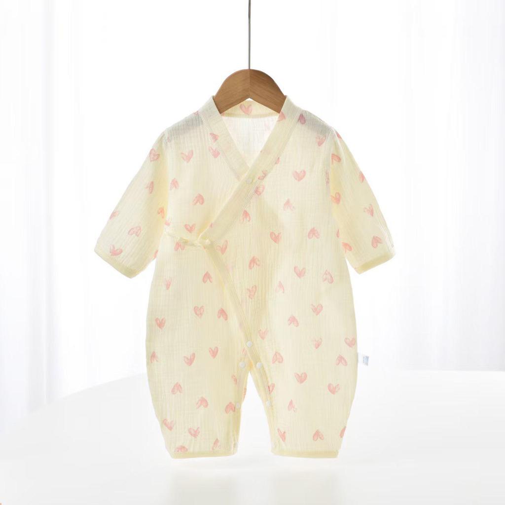 Newborn Summer Gauze Onesie with Belly Protector