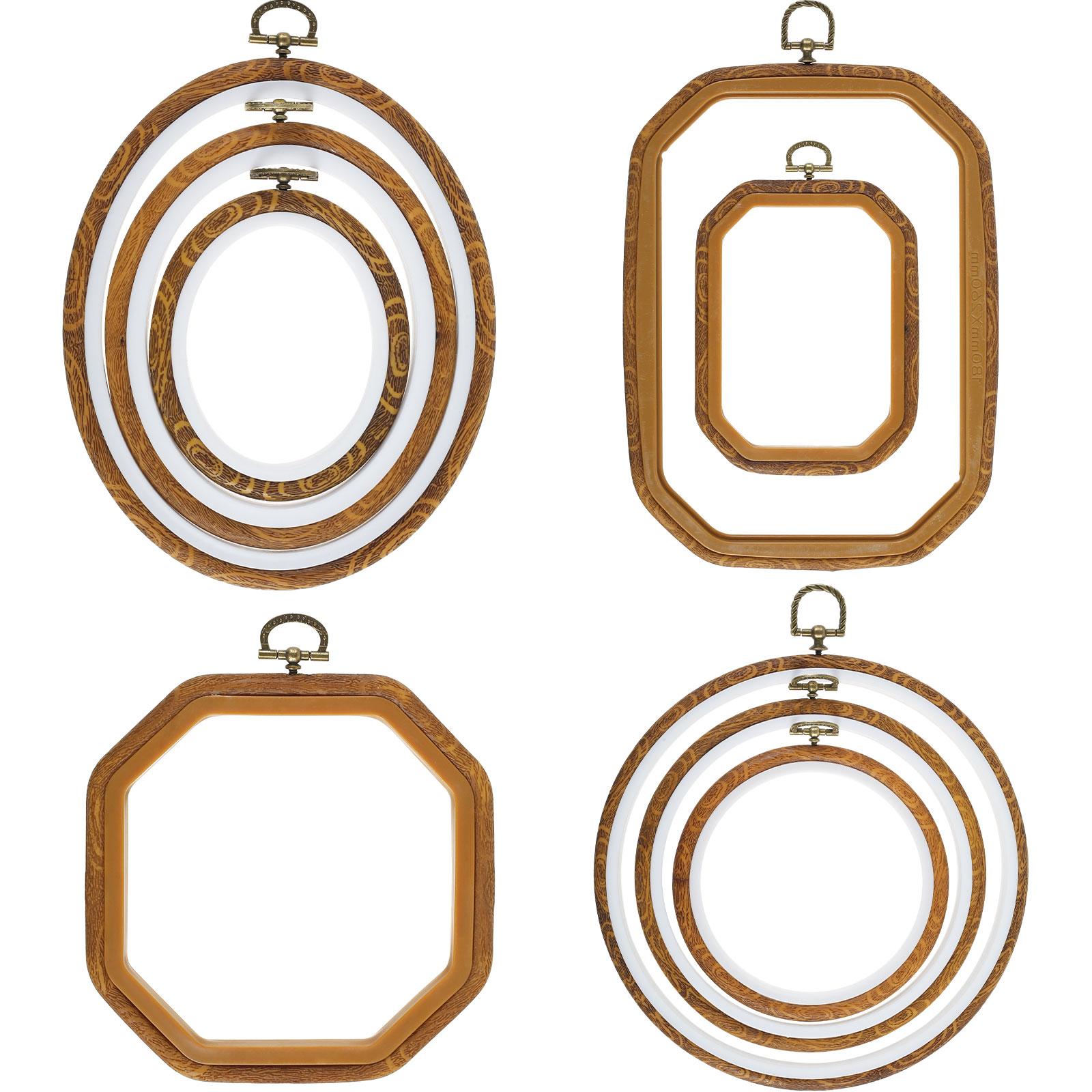 

9Pcs Large Embroidery Hoop Frame Imitated Wood Embroidery Display Frame Hanging Anti-slip Embroidery Hoops Ornaments Decor