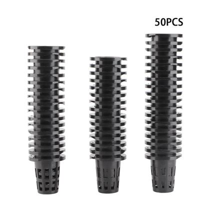 50Pcs PP Hydroponics Net Pot Soilless Cultivation Flower Planting Grow Mesh BasketBlack
