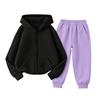 Kids Unisex Hooded Sweatshirt and Sweatpants Set Versatile Casual Sportswear for Boys Girls
