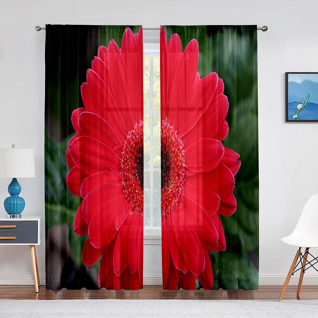 Weiße Blütenstaubgefäße Nahaufnahme Transparenter Voile Vorhang Fensterdekoration für Wohnzimmer Schlafzimmer Dekor Vorhänge Chiffon Tüll Vorhang