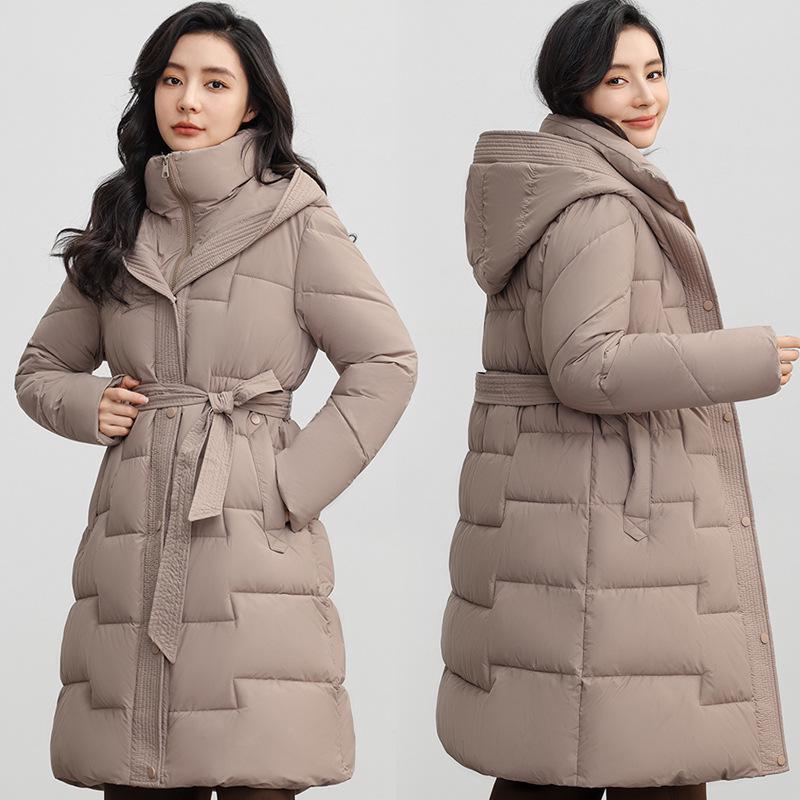 Maillard Women's Mid-Length Hooded Down Coat - Thick, Cold-Proof Winter Outerwear