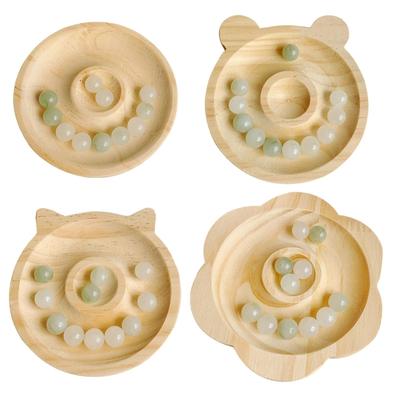 Natürliche Holzplatte Schmuckmesswerkzeuge DIY Handgemachter Armband Halsketten-Organizer Perlenablage Schmuckdesign-Schale