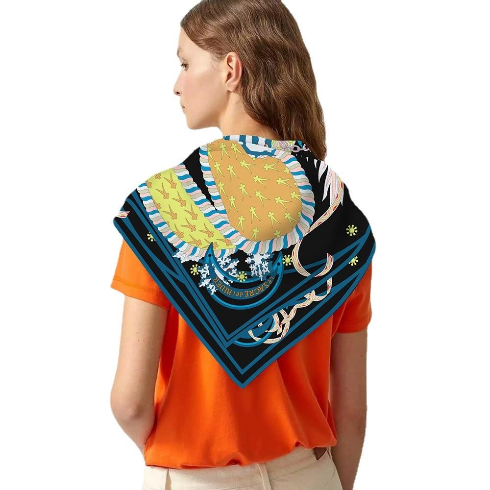 90cm French Women Decorative Twill Large Square Scarf Fashion Travel Scarf Headscarf