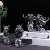 Animal Head Statue Resin Lion Figurine Rhinoceros Statue Retro Style Lion Buffalo Sculpture for Office Bedroom Living Room Decor