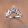 Luxury Female White Crown Round Zircon Stone Ring Dainty Silver Color Wedding Jewelry For Women