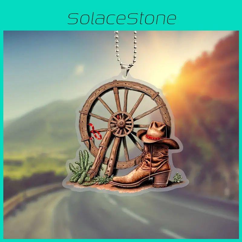 Personalisierbare Cartoon-Stil Acryl Stiefel und Hut Auto Innenraum Spiegel Dekoration