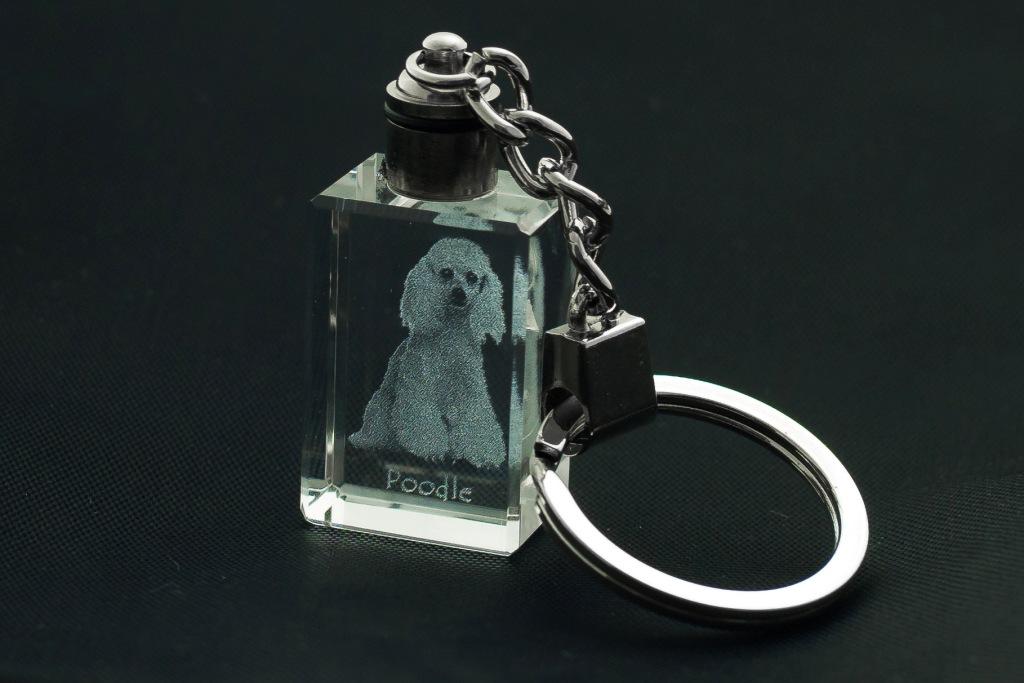 Poodle - Crystal Key Ring with Dog Photo, Illuminated Key Ring, Unique Gift by Art-Dog Brand
