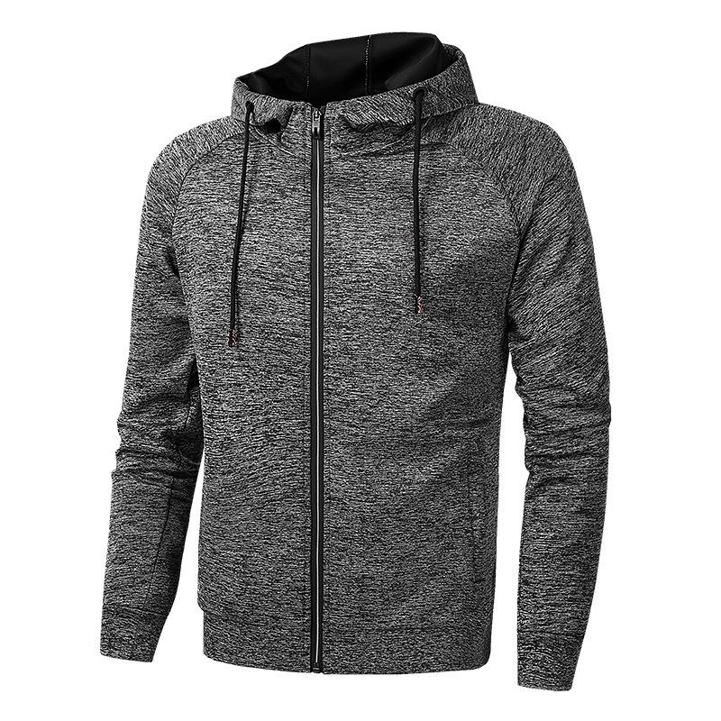 Sports Hoodie Men's Cardigan Slim Fit Hooded Top Plus Size Running Fitness Jacket Knitted Sports Jacket