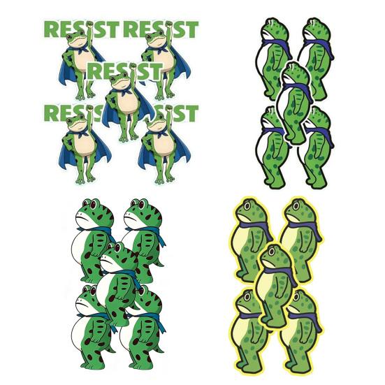 Portland Frog Protester Sticker Set Waterproof Vinyl Bumper Stickers Portland Rage Resistance Humor Frogs