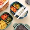Double-layer Lunch Box Portable Compartment Fruit Food Box Microwave Lunch Box With Fork And Spoon Picnic Fresh Box