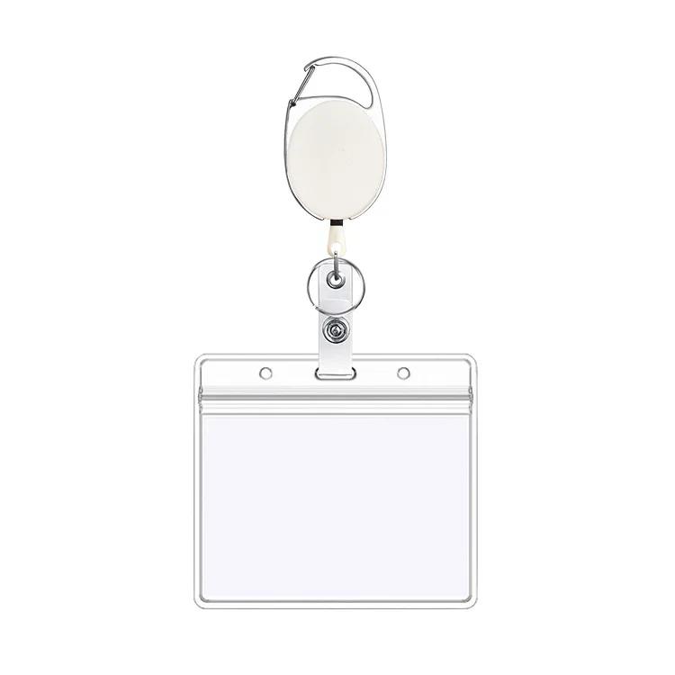 1pc Belt Rope Office Lanyard Clip Keychain Name Tag Holder Keyring Id Card Key Ring Cord Reel Retract Pull KeyChain Badge Holder