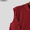 INCERUN Summer Men Sleeveless Bandage Lace-up Party Short Tank Tops