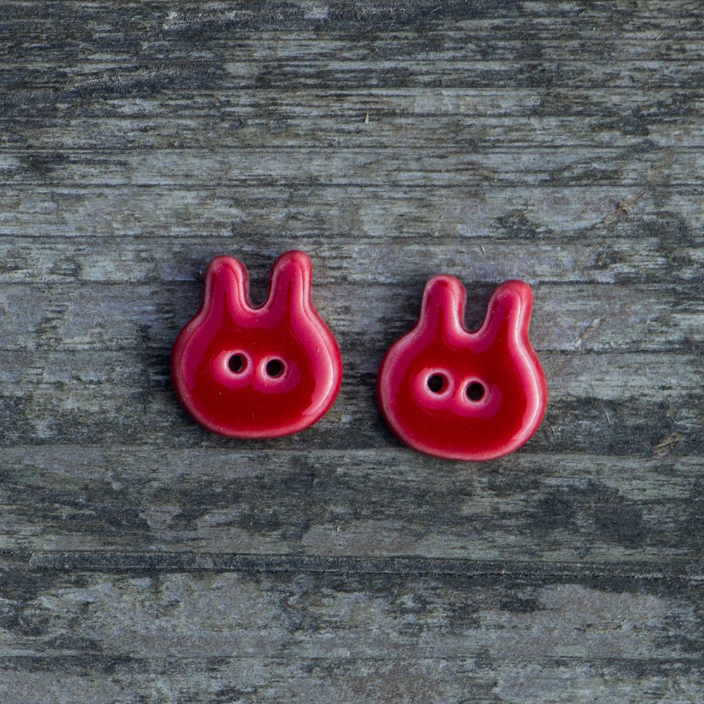 Blue & White Rabbit Ceramic Buttons - Handmade Chinese Style Clothing Accessories