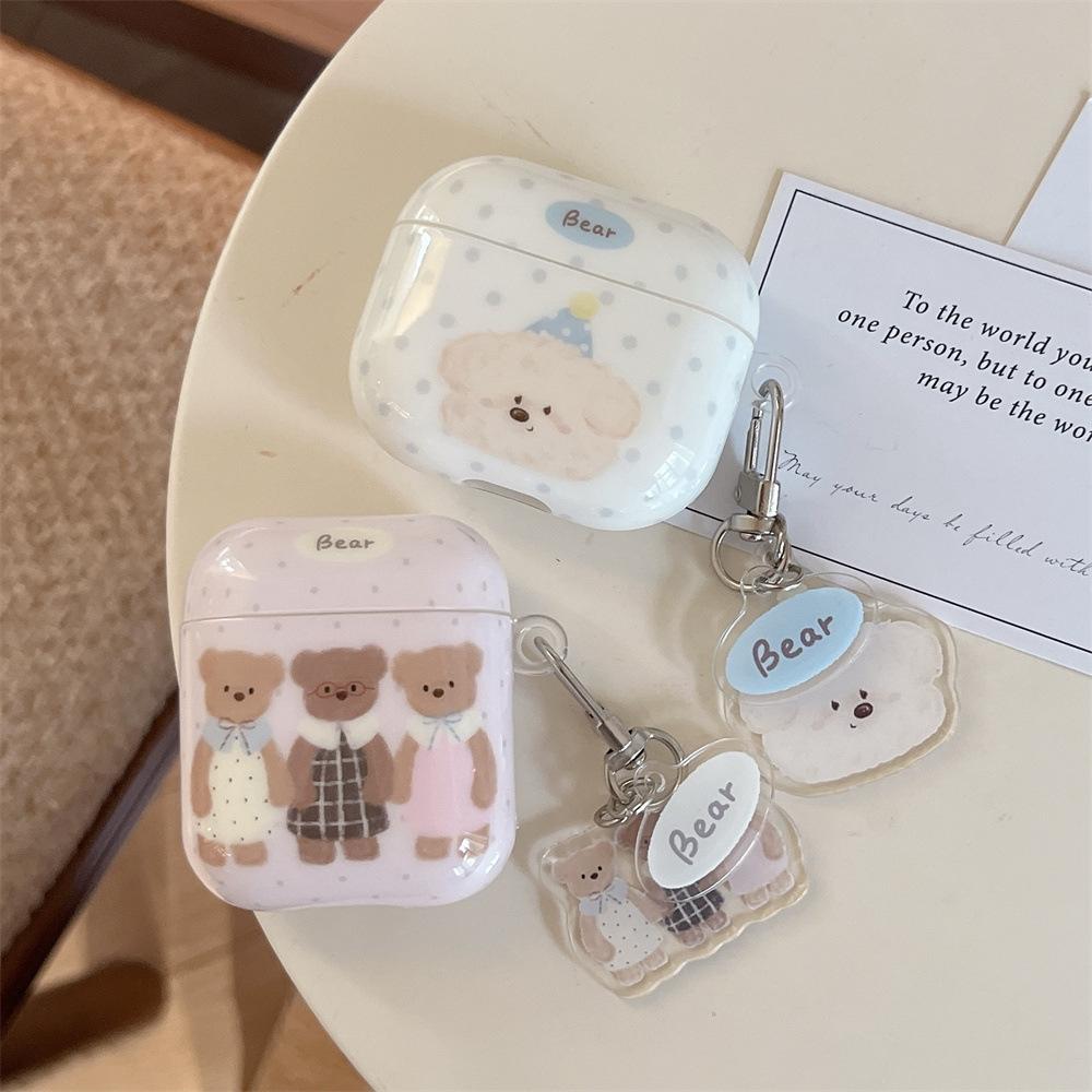 Korean polka dot bear cartoon earphone cover for Apple AirPods 1 /1 generation personalized anti-drop PRO1/PRO1