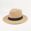 Summer Flat Brim Paper Straw Hat for Men and Women, Straw Sun Hat for Beach, Sun Protection, British Style Casual Jazz Hat