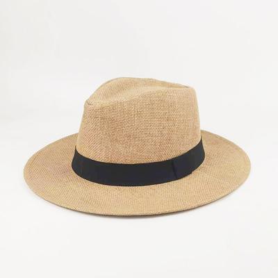Summer Flat Brim Paper Straw Hat for Men and Women, Straw Sun Hat for Beach, Sun Protection, British Style Casual Jazz Hat
