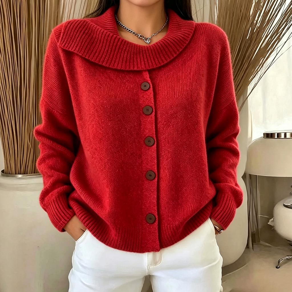 Women's Color Asymmetric Lapel Long Sleeve Pullover Top for Everyday Fashion