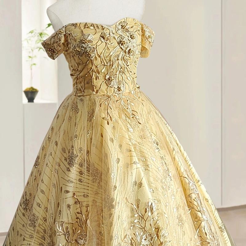 Abito Coro d'Oro 1011 Performance Primaverile Colore Soffice Abito da Sposa Esame d'Arte Solo Studente Femminile Semplice Abito da Performance