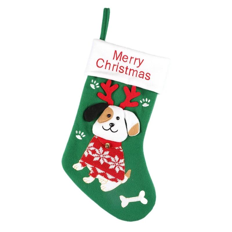 Cute Christmas Stockings Socks Fireplace Hanging Stockings Plush Personalized Home Party Decoration with Snowman Santa Elk Bear