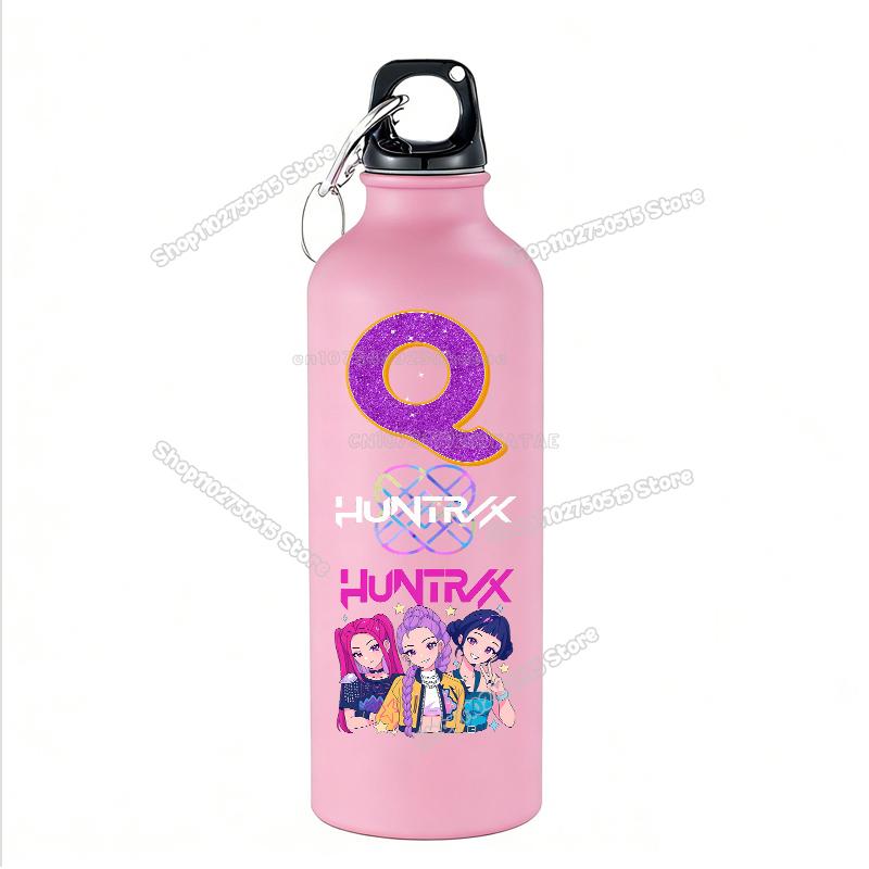 High Quality 500ml KPop Demon Hunters Kids Sport Water Bottle Letter A-Z Rumi Mira Zoey Outdoor Bottle Large Capacity Girl School Drink Cups