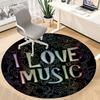 1pc Music Lovers Chair Carpet for Office, Round Polyester Mat, Indoor Decor for Office, Easycare Fabric, Washable Non-slip Area Carpet
