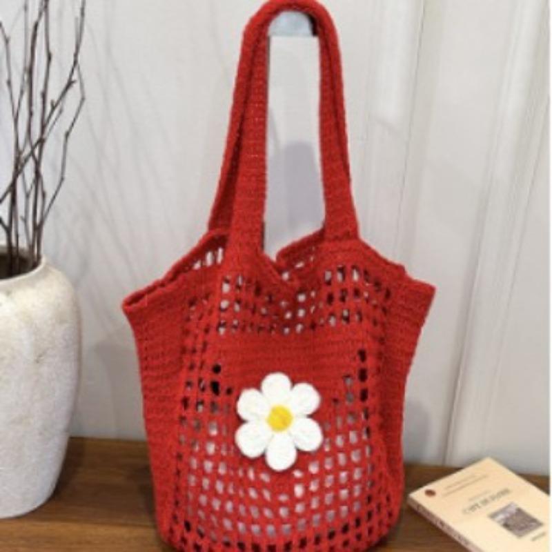 Commuter large-capacity hollow mesh bag women's summer new casual shoulder bag knitted tote bag