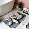 Floor Mat Quick Drying High Water Absorption 3D Realistic Butterflies Floral Pattern Anti-Slip Bathroom Mat Entryway Kitchen Rug