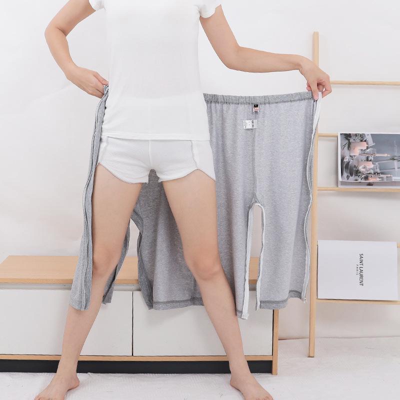 Pantaloni con Cerniera a Cavallo Aperto Facili da Indossare per Pazienti Paralizzati e Allettati, Ideali per l'Estate, Leggeri, Unisex