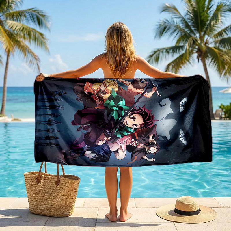 Demon Slayer Fashion Beach Towel: Ideal for Summer Adventures Soft, absorbent and quick drying suitable for swimming and bathing