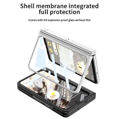 For Google Pixel Fold Magnetic Phone Case PC Kickstand Phone Cover with Tempered Glass Screen Film