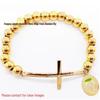 8mm Random Three-Color Bead Stainless Steel Handcrafted Cross Bracelet