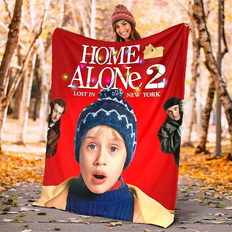 Home Alone Flannel Blanket Soft Warm All-Season Throw, Design for Camping, Car Travel, Hiking Sofa, Bed, Office Perfect Gift for Parties