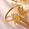 Gold Color Double Sun Flower Open Bracelet For Women Elegant Stainless Steel Cuff Bangles Waterproof Summer Jewelry Fashion Gift