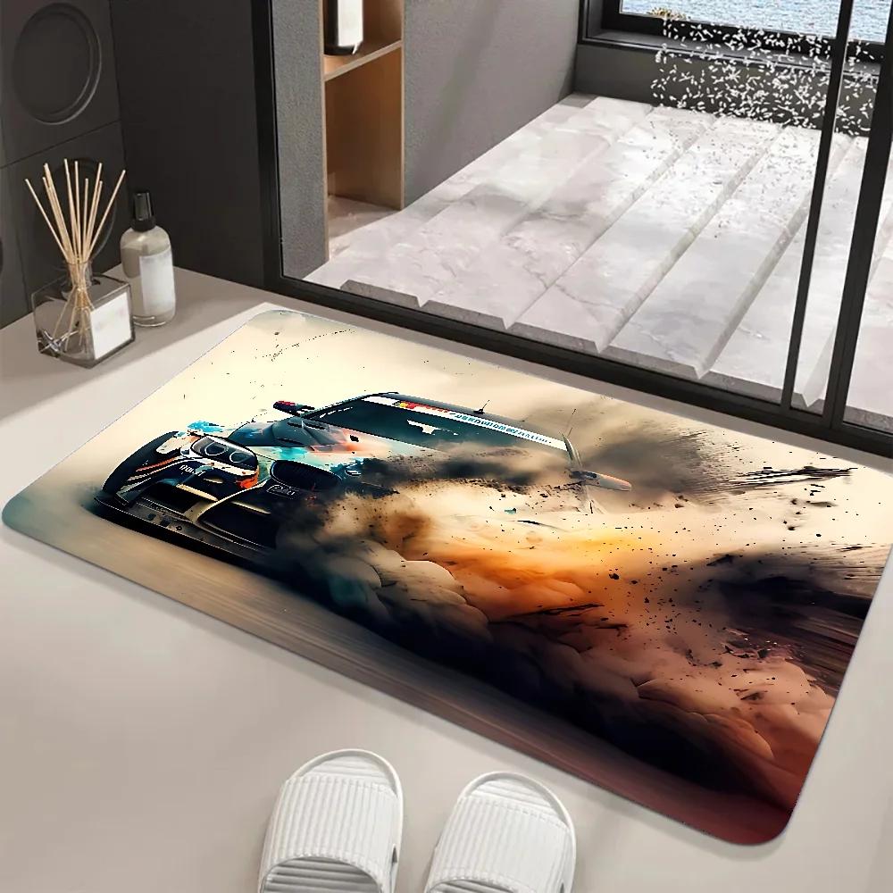 Large Size Retro Sports Car Floor Mats Graphic Printed  Doormats for Bathroom Kitchen Entrance Carpet Home Decoration Drain Pad