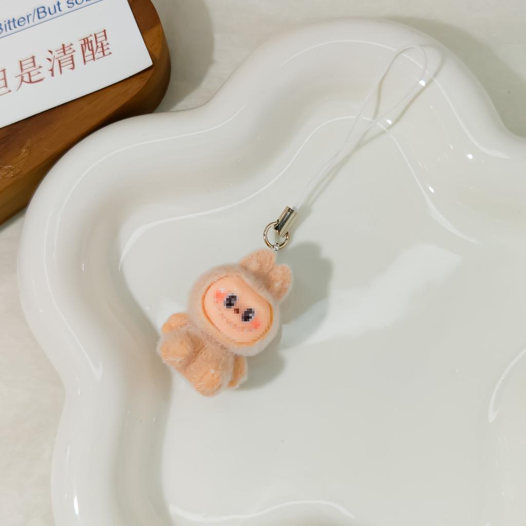 Mobile Phone Rope M34 Flocking Keychain Pendant Rab Cloth Doll Bag Pendant Creative Small Gift Hanging