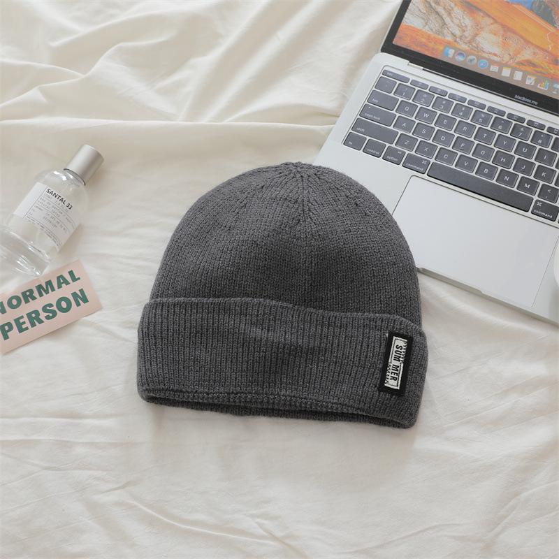 

Premium Simple Letter Embroidery Knitted Hat for Women Plus Velvet Thickened Woolen Hat Letters for Men and Women one size