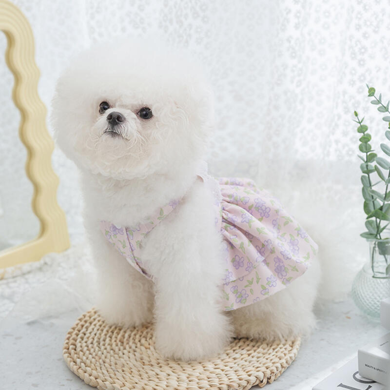 Floral Melange One-Piece Dog Summer Clothes Purple