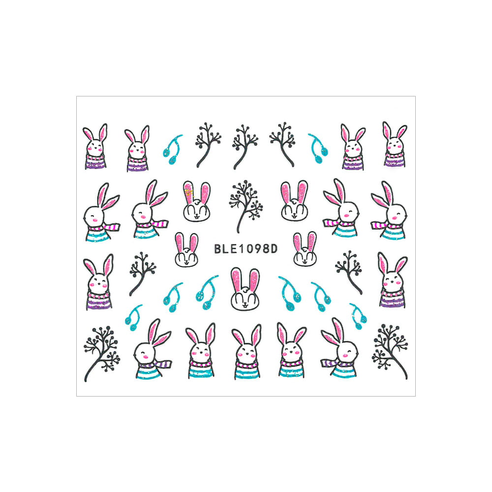 3D Self-Adhesive Glitter Easter Nail Stickers Ble 1098D